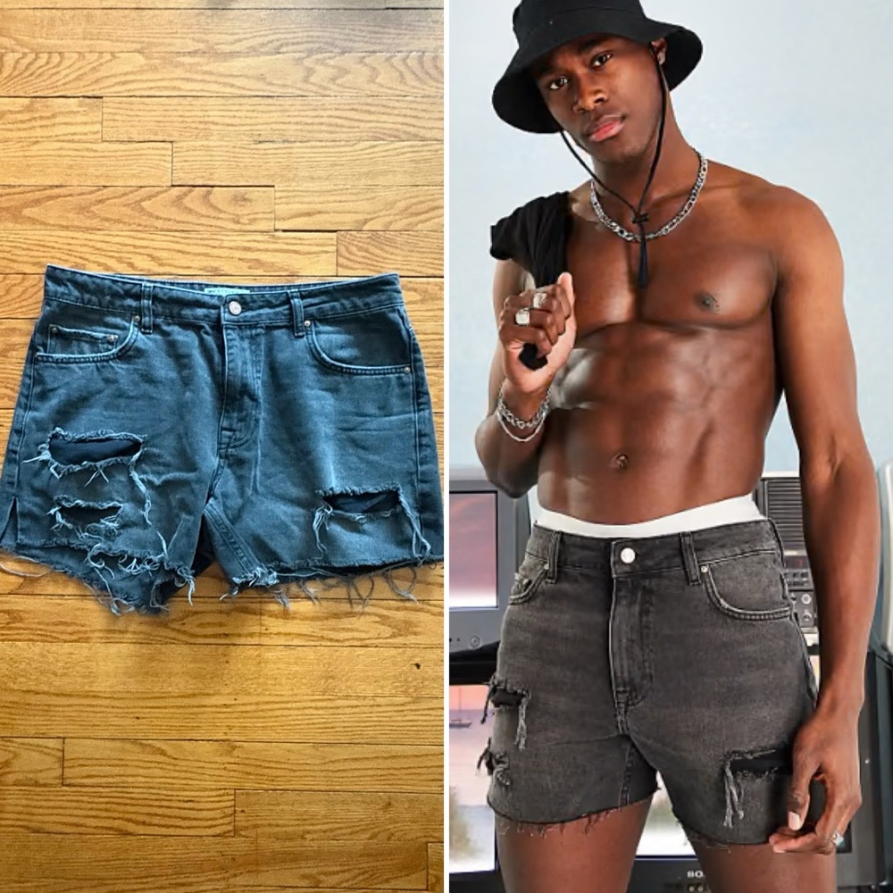 ASOS Distressed Black/Washed Black Jean Shorts